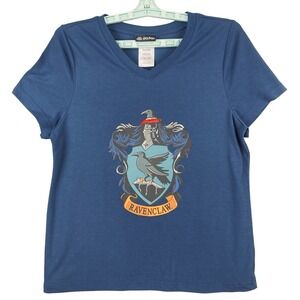 Wizarding World Harry Potter Women's Blue T-shirt Size M Short Sleeve V-neck